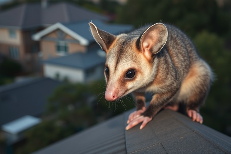 Possum in Meadow heights residential area